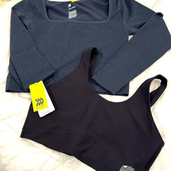 all in motion Tops - All in Motion Black Tank Top Blue Gray Cropped Top Large